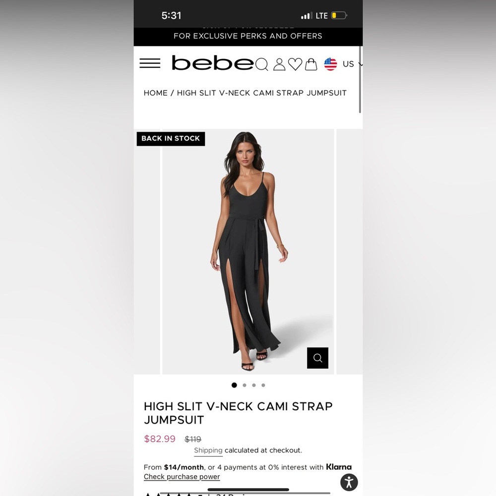 Bebe Black wide leg jumpsuit | romper - Picture 7 of 7